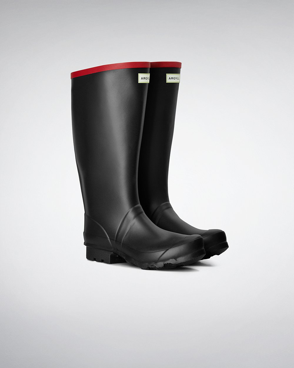 Women Hunter Argyll Full Knee | Tall Rain Boots Black | NZ-58741-OKUZ